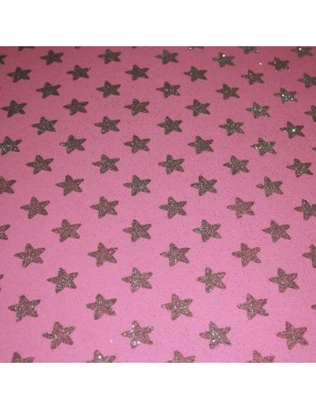 LAMINA DE GOMA EVA ESTAMPADA CON PURPURINA 40X60 ESTRELLAS ROSA