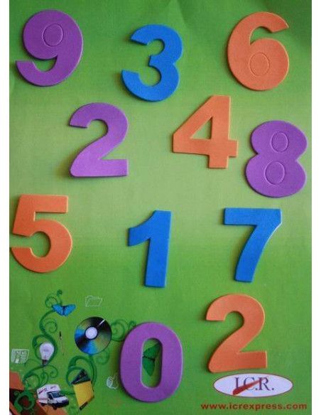 NUMEROS DE GOMA EVA ADHESIVOS EN BOLSAS DE 120 UND SURTIDAS
