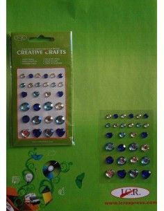 CORAZONES Y DIAMANTES DE CRISTAL AUTOADHESIVAS 28 PIEZAS EN COLORES Y TAMAÑOS SURTIDOS