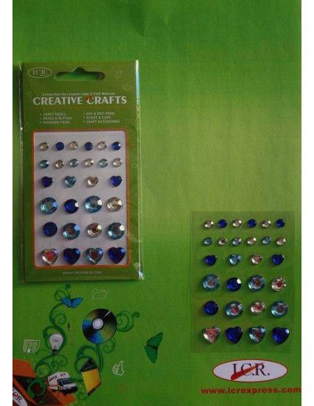 CORAZONES Y DIAMANTES DE CRISTAL AUTOADHESIVAS 28 PIEZAS EN COLORES Y TAMAÑOS SURTIDOS