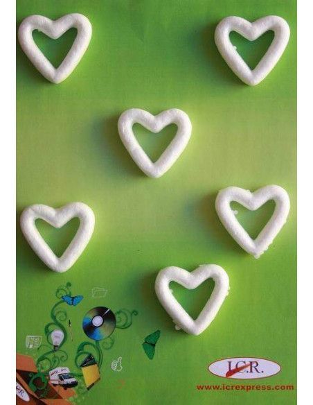 CORAZONES DE POLIESPAN DE 55 MM HUECOS EN BOLSAS DE 6 UND