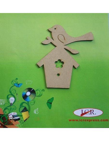 CASITA DE MADERA CON PAJARO