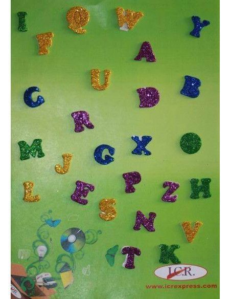  ALFABETO DE LETRAS  DE GOMA EVA COLOR PURPURINA