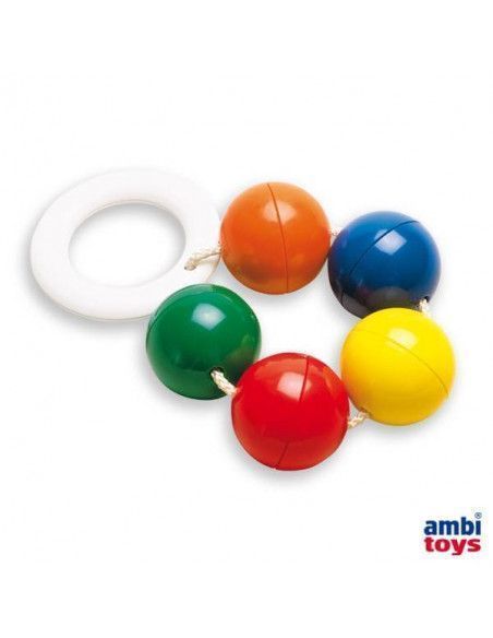 SONAJERO RATTLE BALLS CON ANILLO DE DENTICIÓN