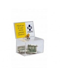 Caja para monedas y sugerencias con llave Faibo transparente