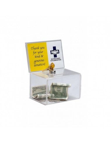 Caja para monedas y sugerencias con llave Faibo transparente