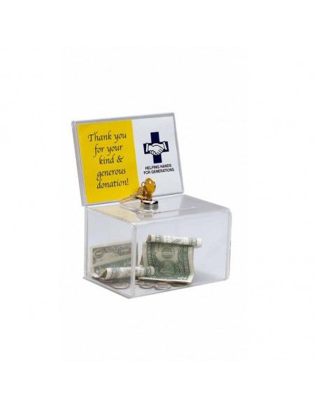 Caja para monedas y sugerencias con llave Faibo transparente