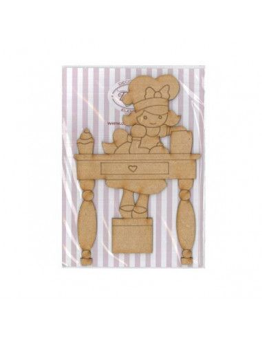 Figura de madera niña cocinera Dayka para manualidades