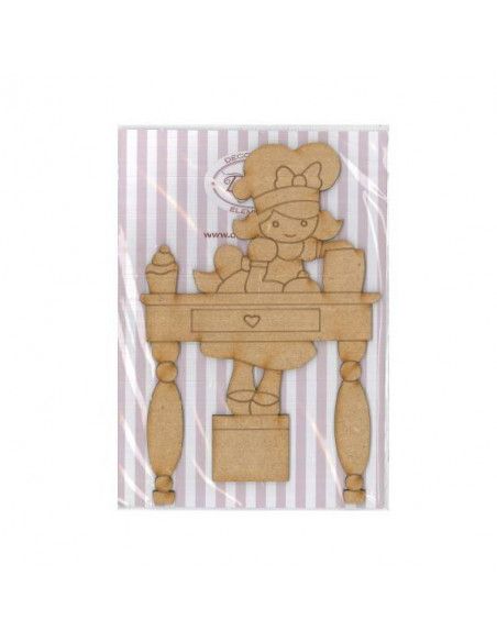 Figura de madera niña cocinera Dayka para manualidades