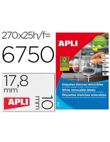 Etiquetas Apli 17.8 x 10 mm 25 hojas adhesivas