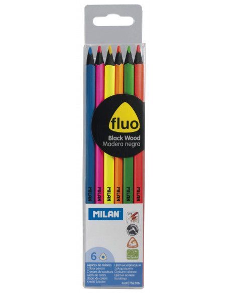 Caja 6 lápices de colores fluorescentes