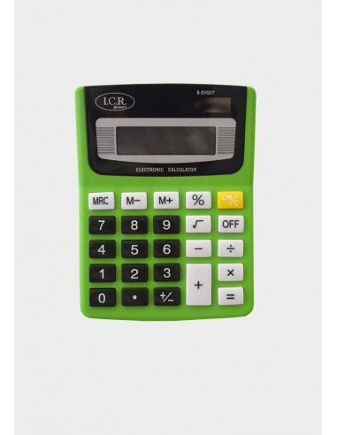 CALCULADORA CON FUCIONES BASICAS 8 DIGITOS COLOR VERDE Y PANTALLA GRANDE