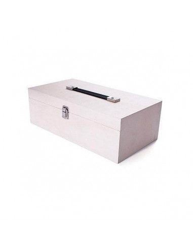 Caja madera para pinturas con asa 38x12x10cm.
