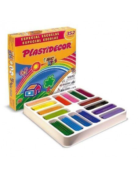 CAJA PLASTIDECOR 352 CERAS ESPECIAL ESCUELAS 22 UN. POR 16 COLORES