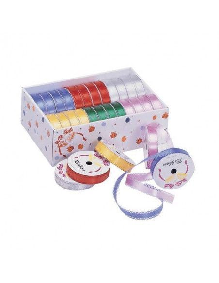 CINTAS PARA REGALO DE 18MMX10 METROS COLORES MATES CON BORDE TROQUELADO