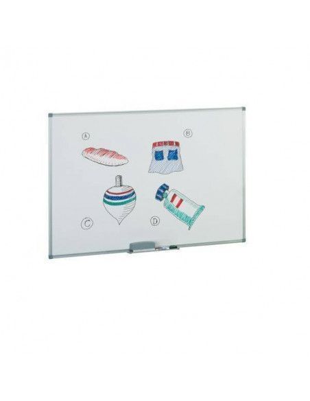 Pizarra melaminada blanca 60x80 cm con marco de aluminio
