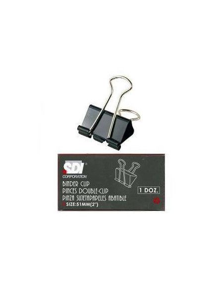 PINZA SUJETAPAPELES ABATIBLE NEGRA 51MM 12 UDS