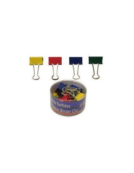 PINZA SUJETAPAPELES 25 MM COLOR CAJA 12