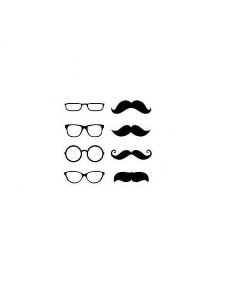 SET DE SELLOS DE MADERA MODELO GAFAS + BIGOTES