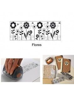 PLANTILLA TAMPON PARA RODILLO DE ESTAMPACION CONTINUA FISKARS MODELO FLORES