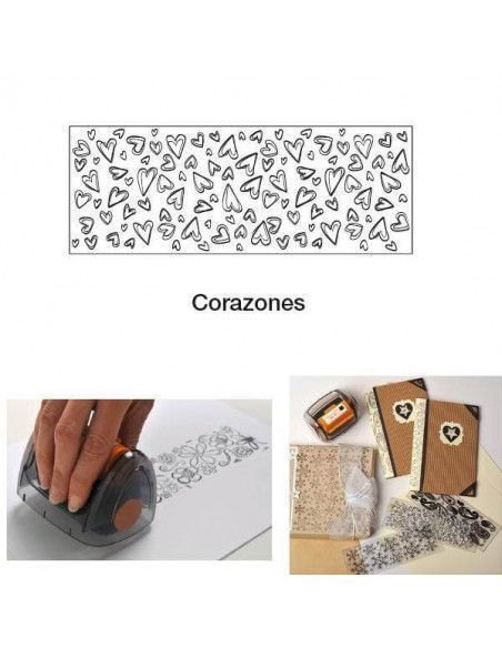 PLANTILLA TAMPON PARA RODILLO DE ESTAMPACION CONTINUA FISKARS MODELO CORAZONES