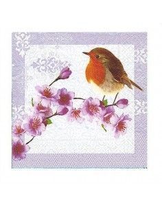 Servilleta pajaro en flor