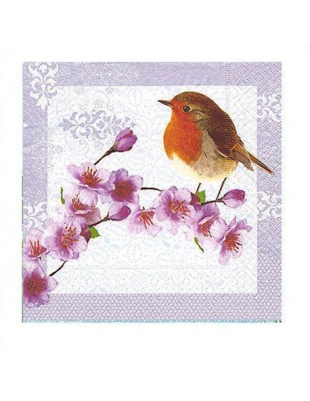 Servilleta pajaro en flor