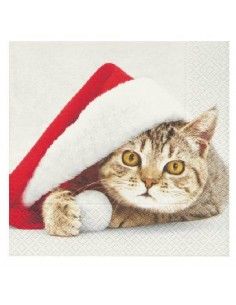 Servilleta gato papa noel