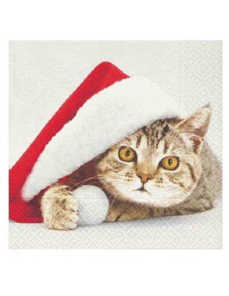 Servilleta gato papa noel