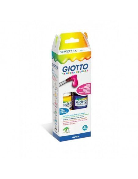 TEMPERA GIOTTO ESCOLAR SURTIDO 6 UND 25ML TEMPERA EXTRAFINA CON PINCEL COLORES SURTIDOS