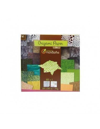 PAPEL PARA ORIGAMI MODELO  ZOO PARA MANUALIDADES  DE 20 X 20 CM 60 HOJAS