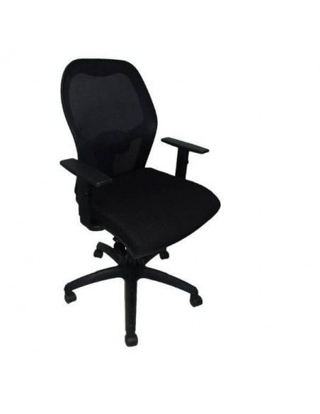 SILLA OPERATIVA JORQUERA RESPALDO DE MALLA NEGRA  EN TEJIDO BALI COLOR NEGRO CON TRASLAK