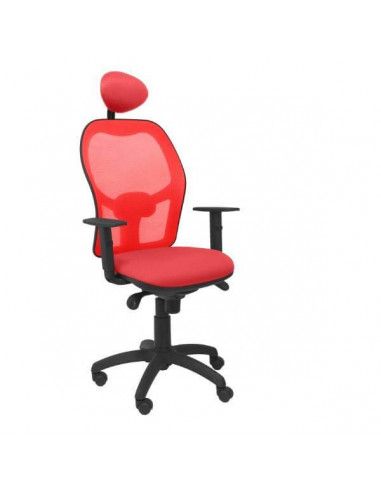 SILLA OPERATIVA JORQUERA RESPALDO DE MALLA ROJA EN TEJIDO BALI COLOR ROJO CON CABECERO
