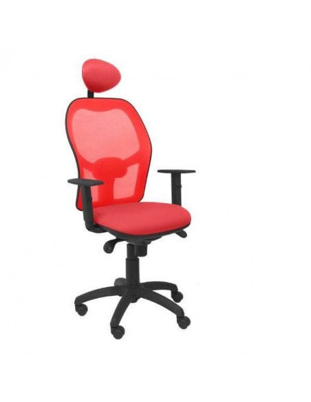 SILLA OPERATIVA JORQUERA RESPALDO DE MALLA ROJA EN TEJIDO BALI COLOR ROJO CON CABECERO