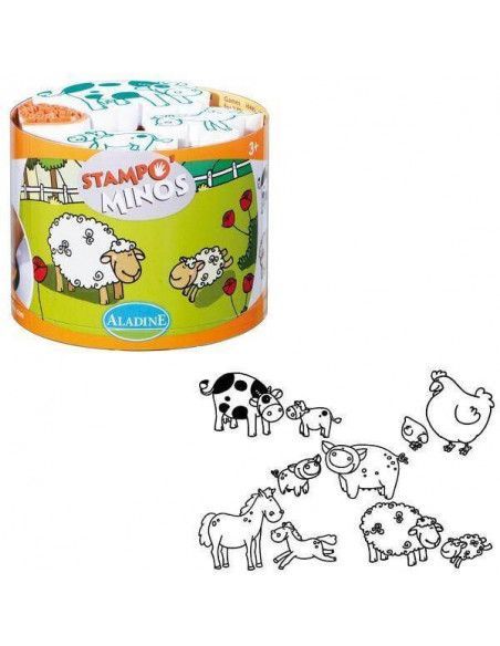 SELLOS DE ESPUMA Y GOMA  STAMPOMINOS ALADINE A LA GRANJA