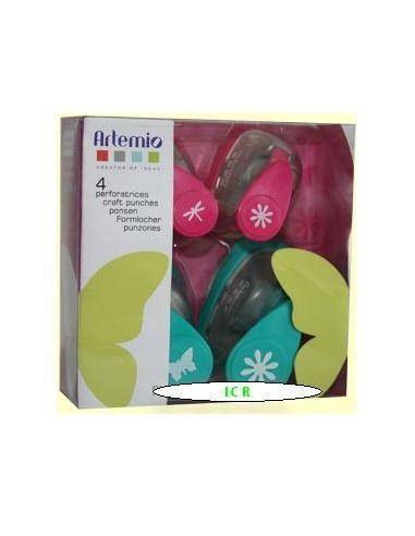 KIT DE 4 PERFORADORAS DE PAPEL FLORES Y NATURALEZA