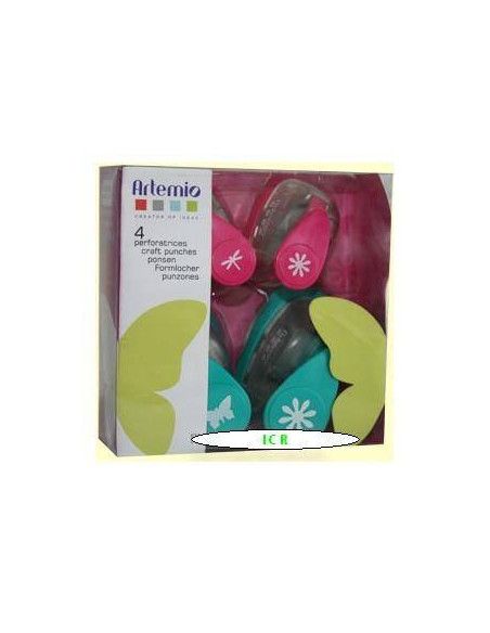 KIT DE 4 PERFORADORAS DE PAPEL FLORES Y NATURALEZA