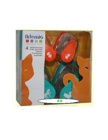 KIT DE 4 PERFORADORAS DE PAPEL ANIMALES