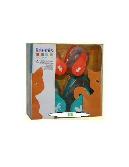 KIT DE 4 PERFORADORAS DE PAPEL ANIMALES