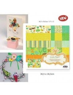 KIT DE RETALES DE PAPEL PARA MANUALIDADES LITTLE PROUT PAPER KIT 8 HOJAS 30.5X30.5CM