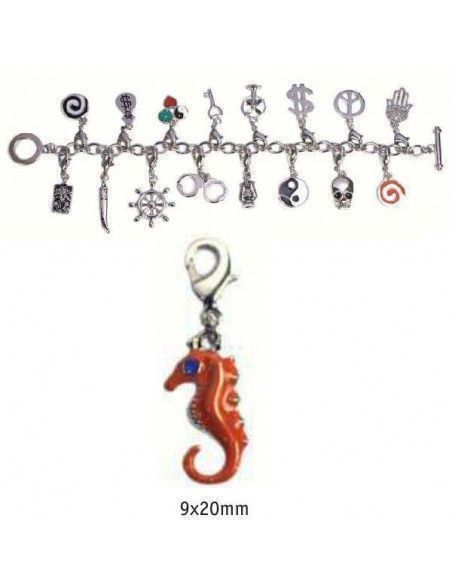 CHARMS CON CIERRE DE COLOR PLATA BLISTER 2 UND CABALLO DE MAR 9X20MM