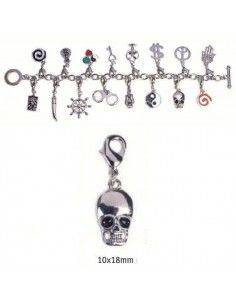CHARMS CON CIERRE DE COLOR PLATA BLISTER 2 UND CALAVERA 10X18MM