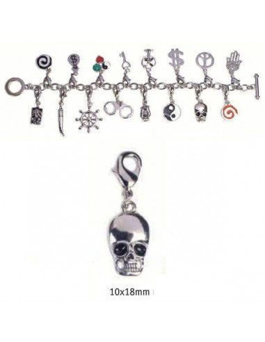 CHARMS CON CIERRE DE COLOR PLATA BLISTER 2 UND CALAVERA 10X18MM