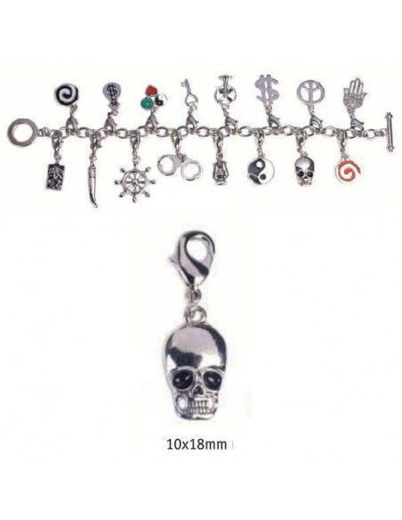 CHARMS CON CIERRE DE COLOR PLATA BLISTER 2 UND CALAVERA 10X18MM