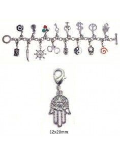 CHARMS CON CIERRE DE COLOR PLATA BLISTER 2 UND MANO DE FATIMA 12X20 MM
