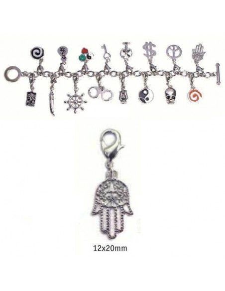 CHARMS CON CIERRE DE COLOR PLATA BLISTER 2 UND MANO DE FATIMA 12X20 MM