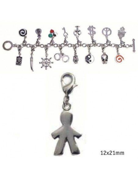 CHARMS CON CIERRE DE COLOR PLATA BLISTER 2 UND NIÑO 12X21MM