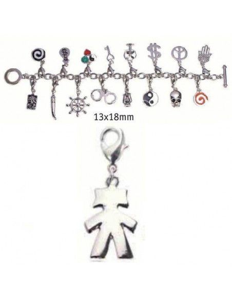 CHARMS CON CIERRE DE COLOR PLATA BLISTER 2 UND NIÑA 13X18MM