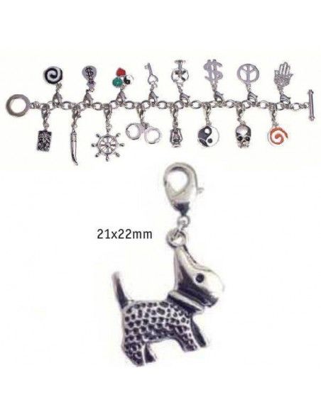 CHARMS CON CIERRE DE COLOR PLATA BLISTER 2 UND PERRITO 21X22MM