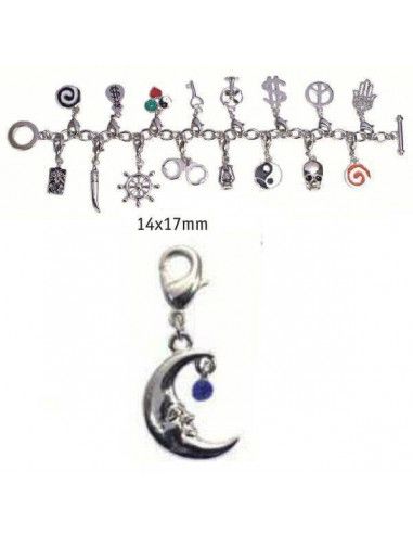 CHARMS CON CIERRE DE COLOR PLATA BLISTER 2 UND LUNA 14X17MM